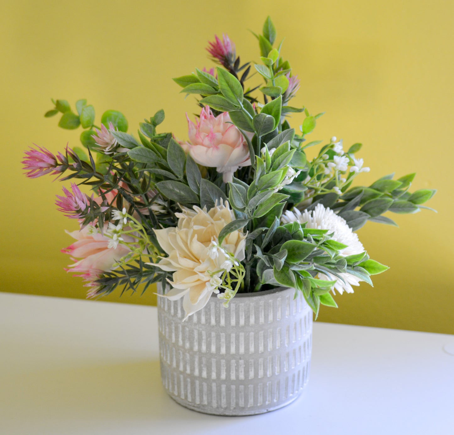 Large Pink and Natural Wood Floral