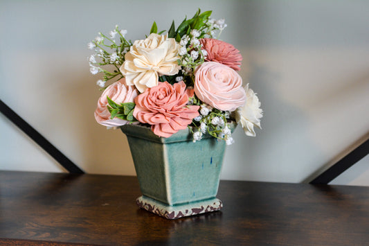 Pink and White Wood Flower Arrangement