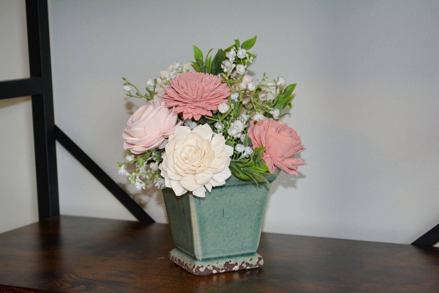 Pink and White Wood Flower Arrangement