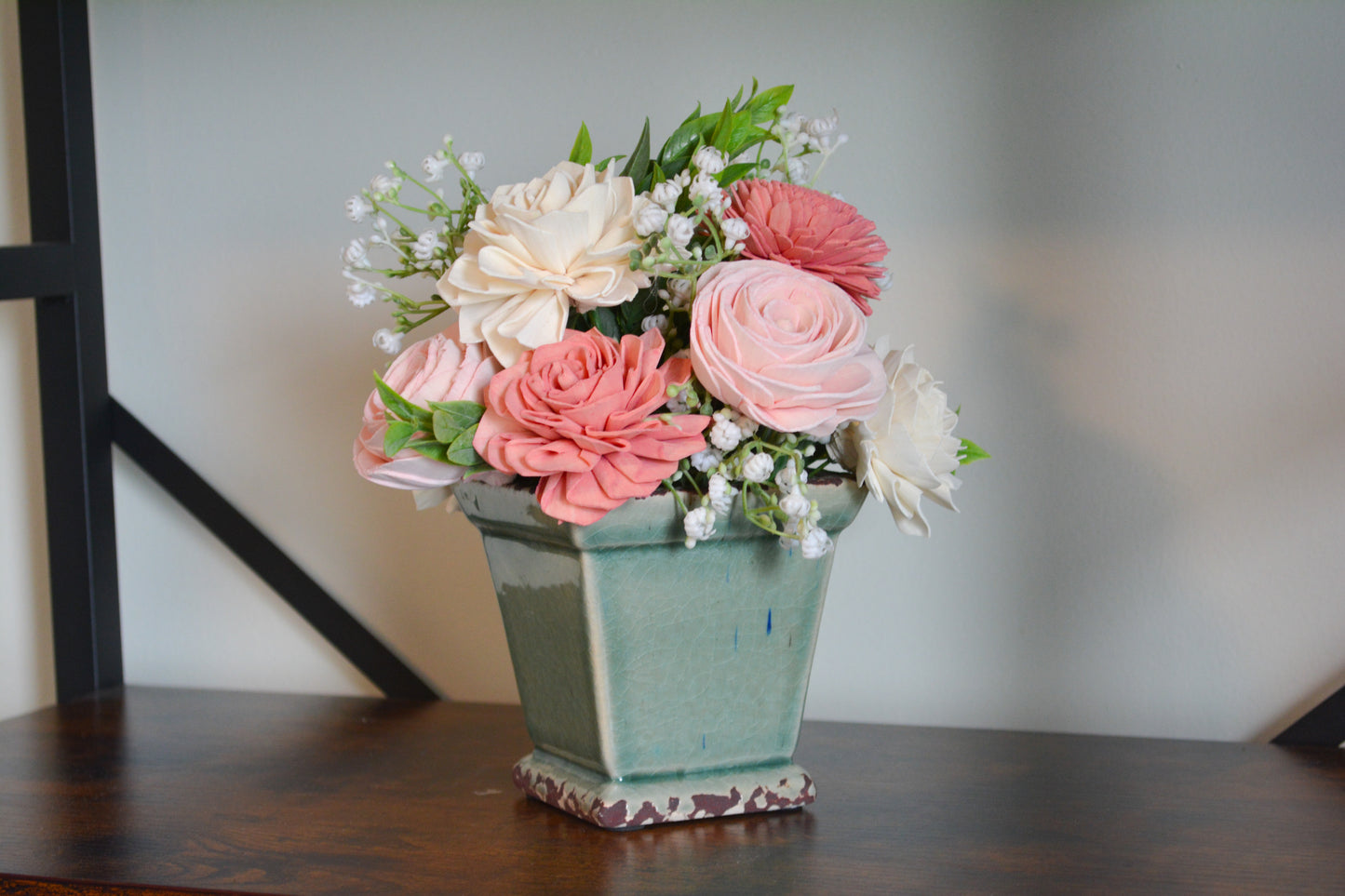 Pink and White Wood Flower Arrangement