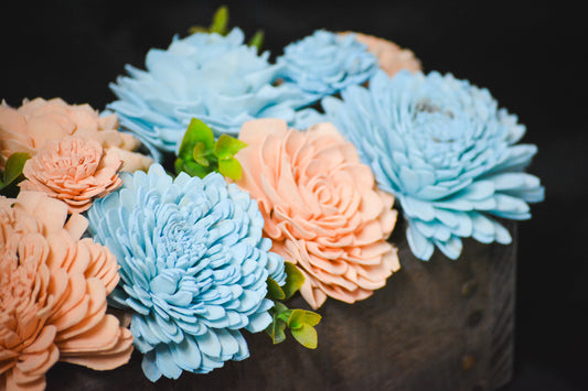 Blue and Peach Centerpiece