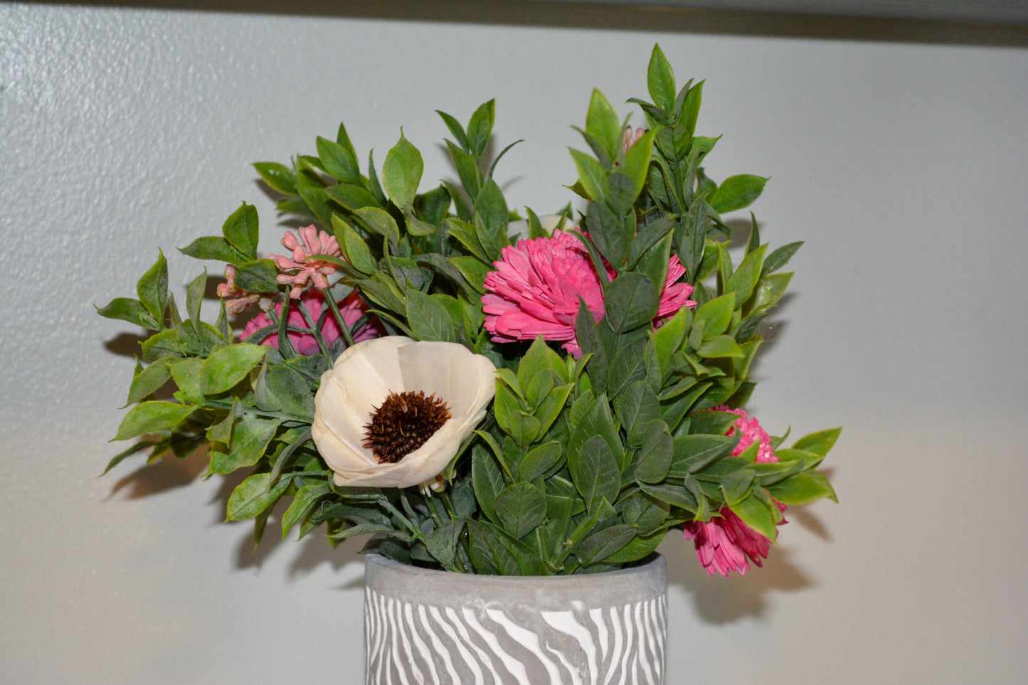 Tall Pink Wood Floral Arrangement