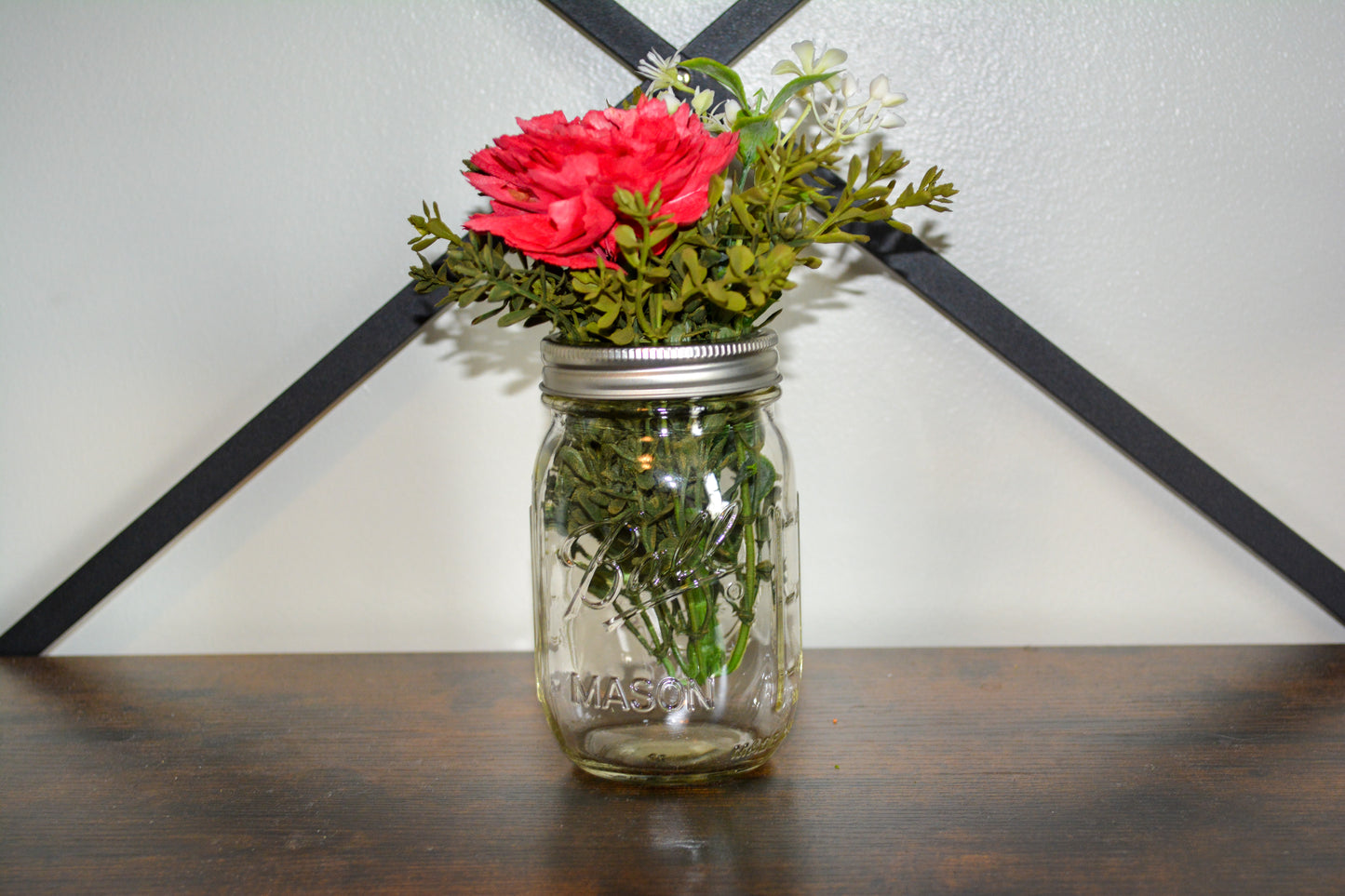 Wood Flower in Glass Jar