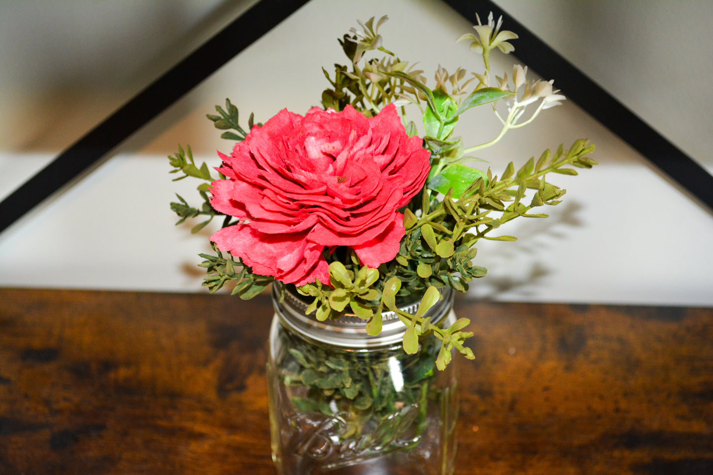 Wood Flower in Glass Jar