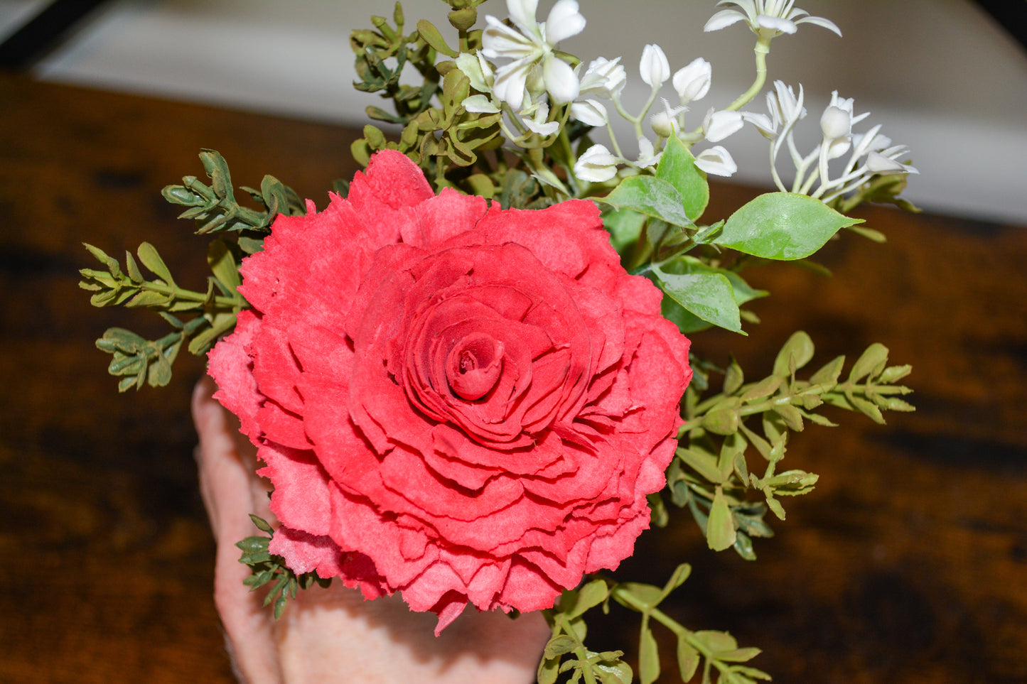 Wood Flower in Glass Jar