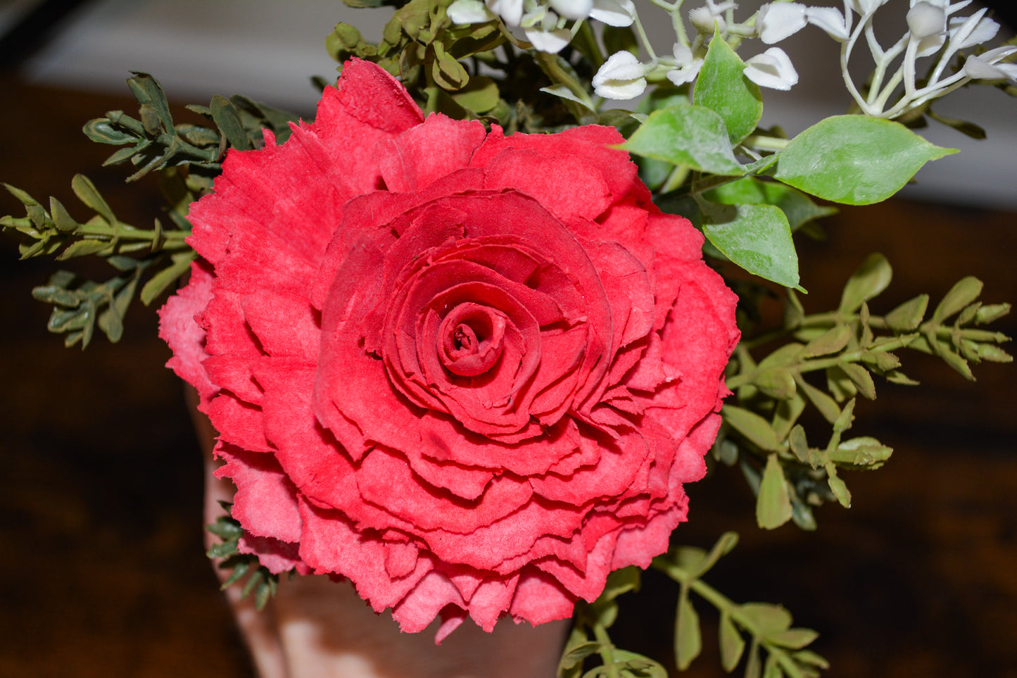 Wood Flower in Glass Jar