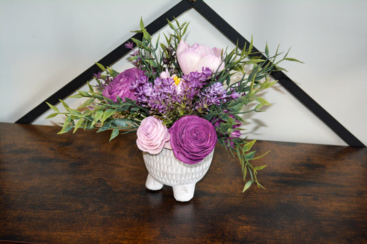 Purple Wood Flower Arrangement