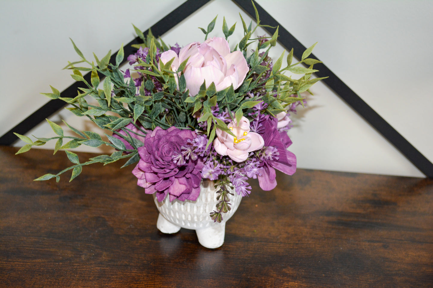 Purple Wood Flower Arrangement