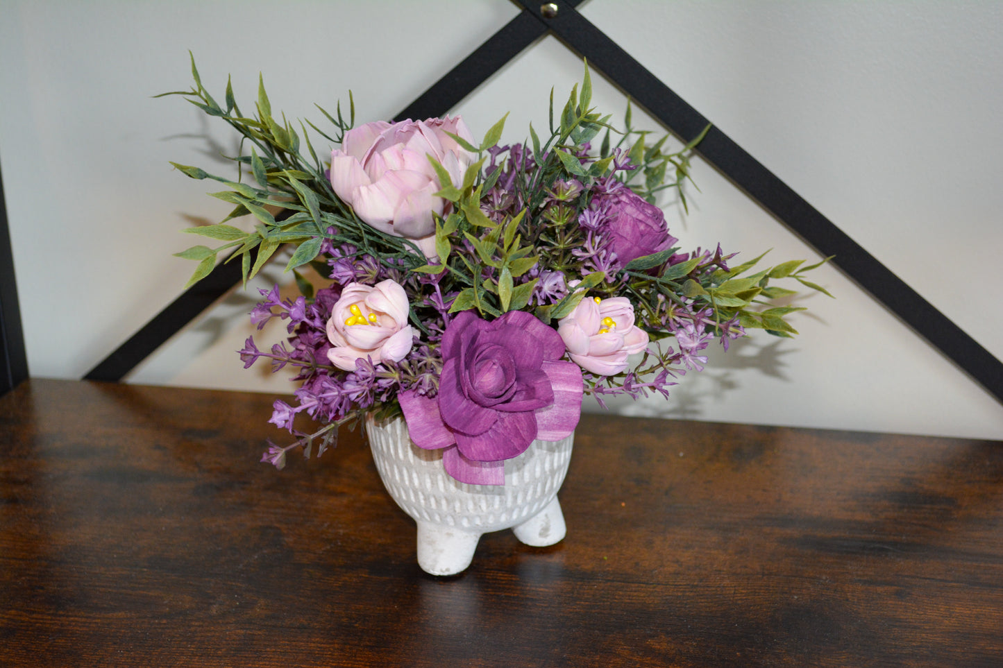 Purple Wood Flower Arrangement