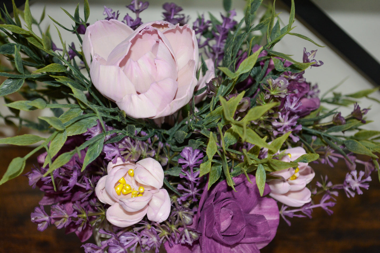 Purple Wood Flower Arrangement