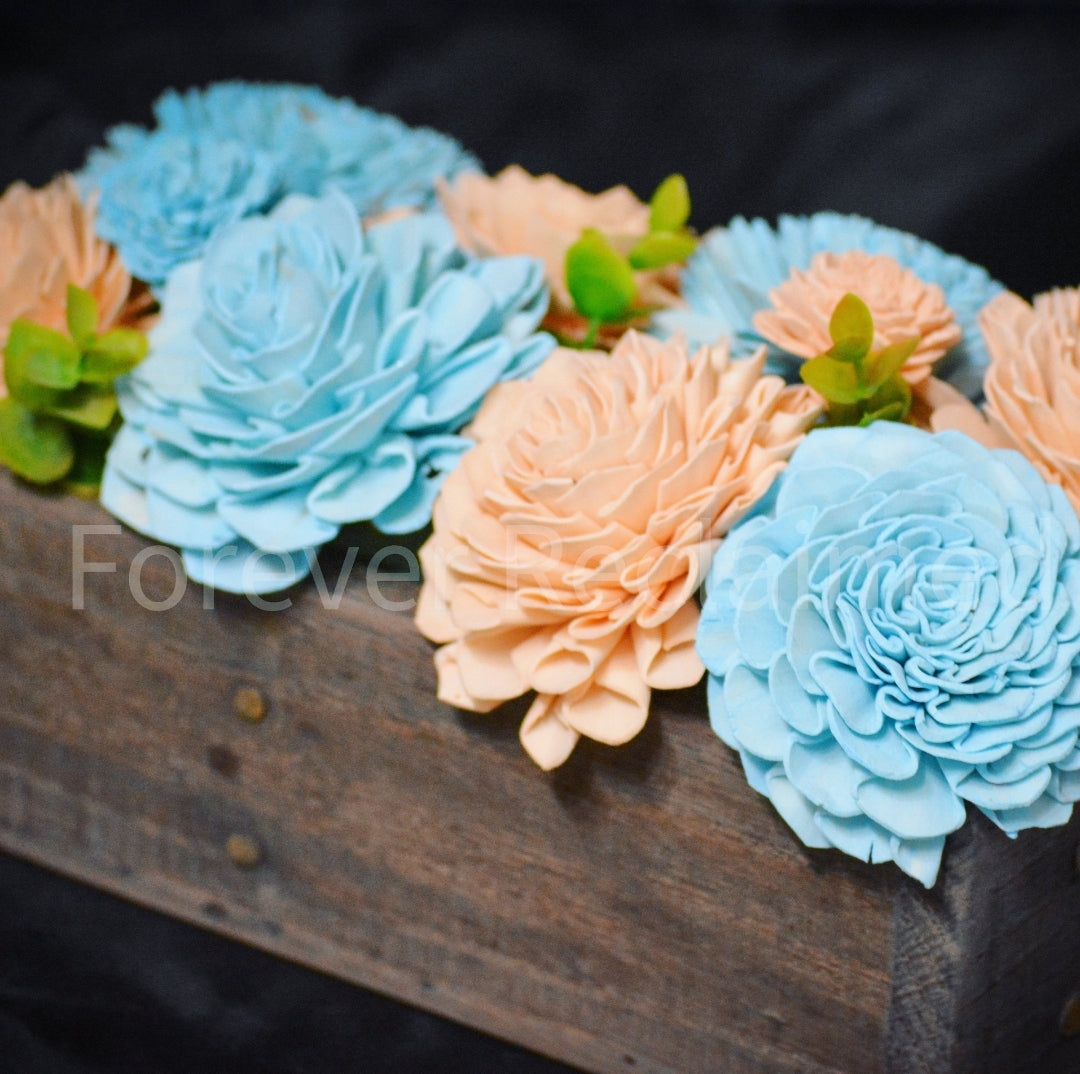 Blue and Peach Centerpiece